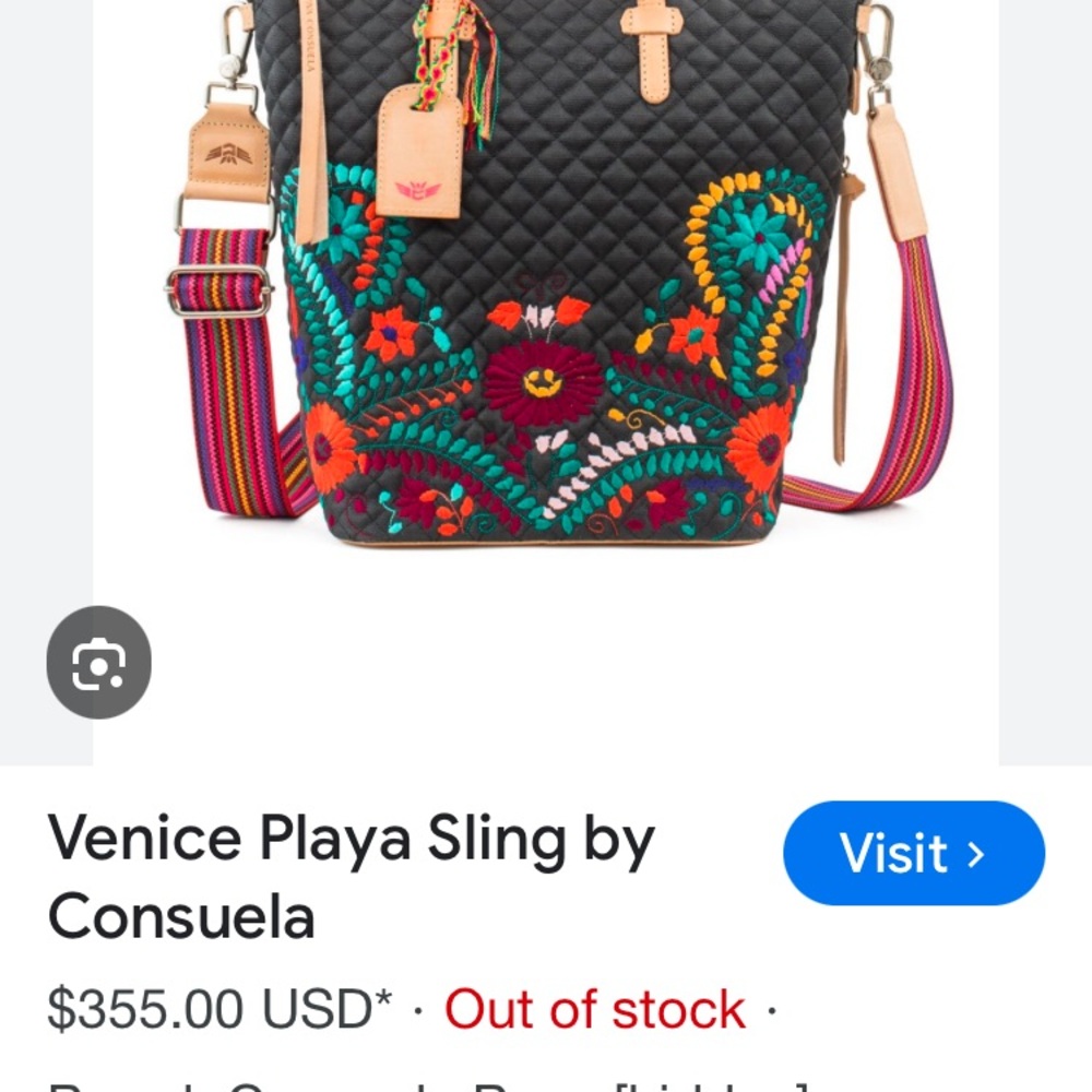 Consuela Venice Playa Sling - Black with Colorful Embroidery